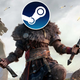 Portada del Assasins Creed Valhalla con el logo de Steam por cara